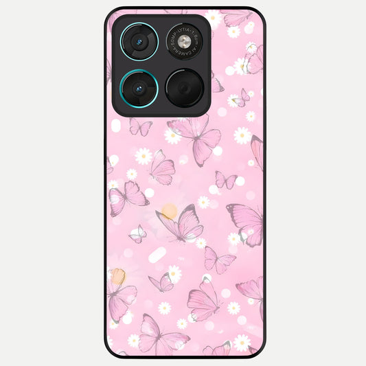  Blush Butterfly Garden Glass Case For Moto G57 Power back cover – full design glossy printed glass finish