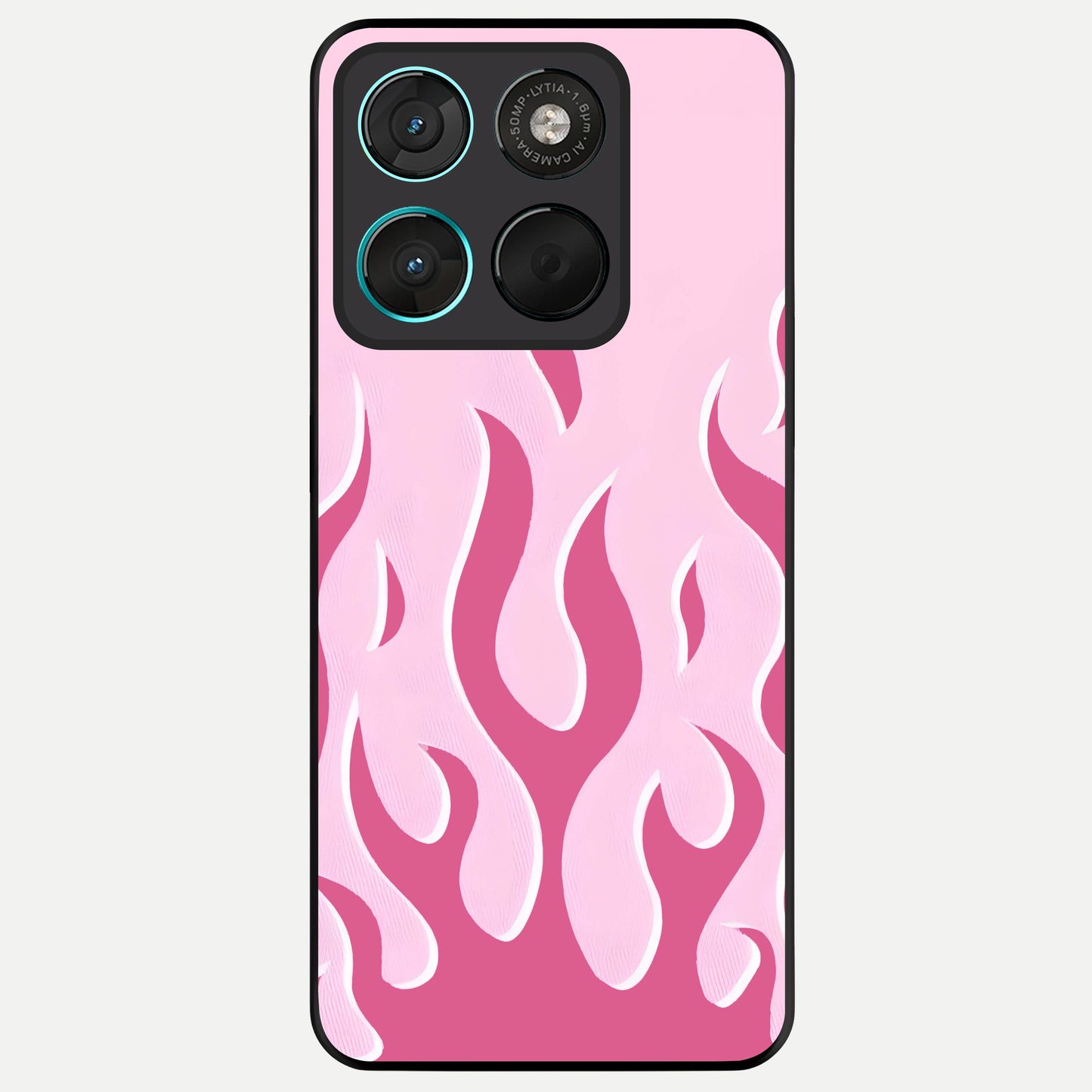  Blush Flame Energy Glass Case For Moto G57 Power back cover – full design glossy printed glass finish