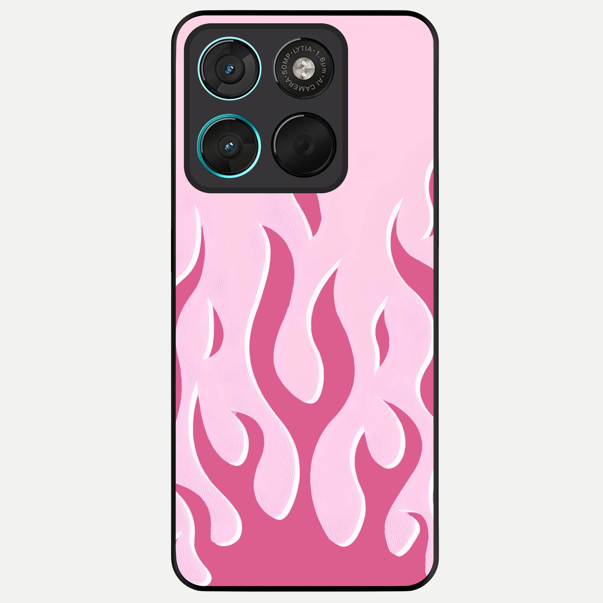  Blush Flame Energy Glass Case For Moto G57 Power back cover – full design glossy printed glass finish