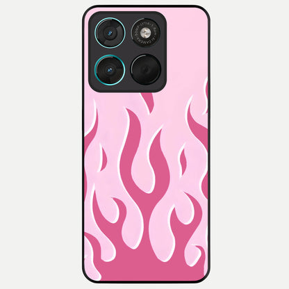  Blush Flame Energy Glass Case For Moto G57 Power back cover – full design glossy printed glass finish