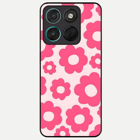  Blush Flower Pop Glass Case For Moto G57 Power back cover – full design glossy printed glass finish