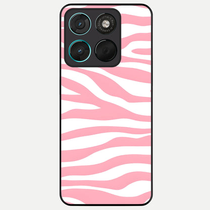  Blush Zebra Flow Glass Case For Moto G57 Power back cover – full design glossy printed glass finish