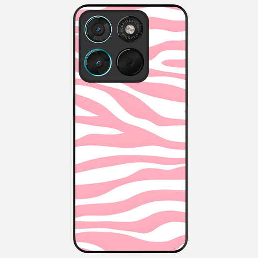  Blush Zebra Flow Glass Case For Moto G57 Power back cover – full design glossy printed glass finish