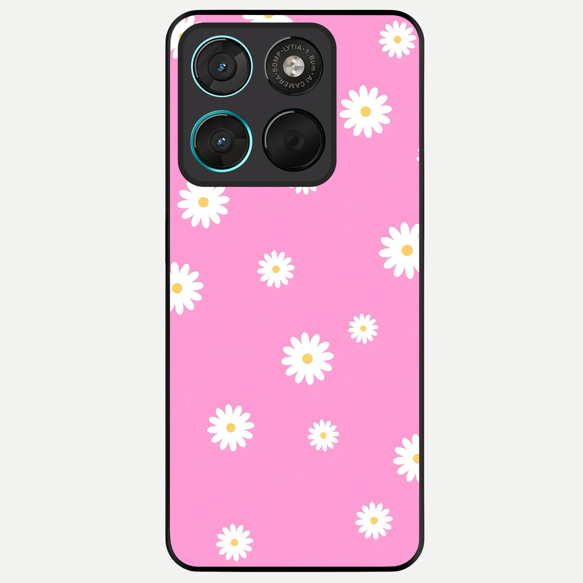  Bubblegum Daisy Pop Glass Case For Moto G57 Power back cover – full design glossy printed glass finish