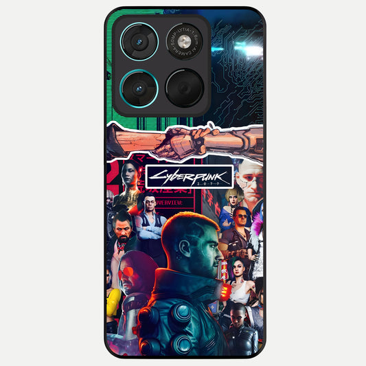  CYBERPUNK Legacy Glass Case For Moto G57 Power back cover – full design glossy printed glass finish