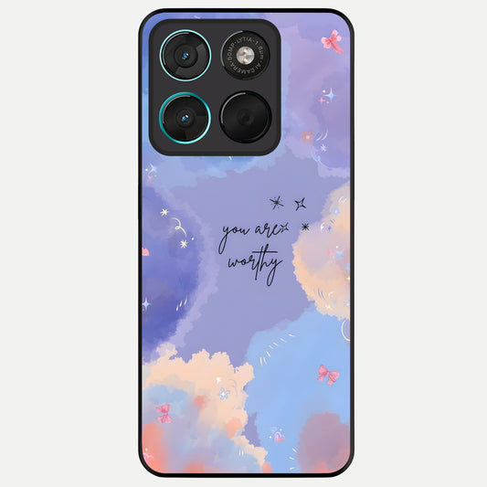  Celestial Cloud Magic Glass Case For Moto G57 Power back cover – full design glossy printed glass finish
