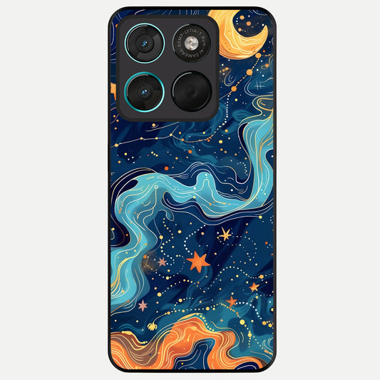  Celestial Dream Flow Glass Case For Moto G57 Power back cover – full design glossy printed glass finish