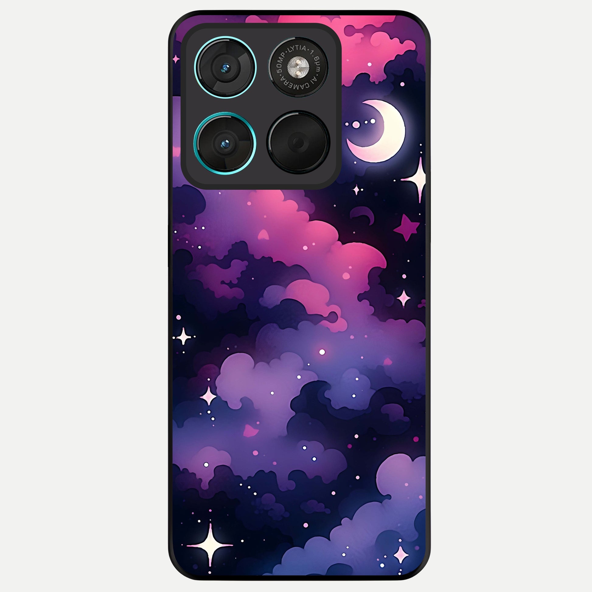  Celestial Moon Magic Glass Case For Moto G57 Power back cover – full design glossy printed glass finish