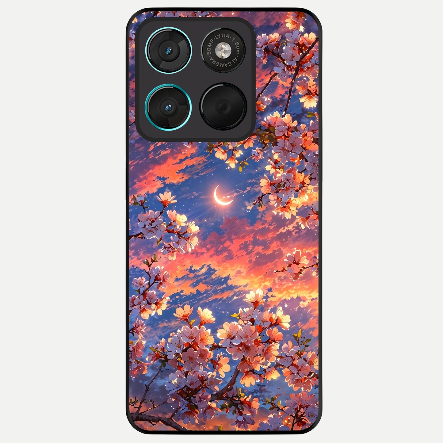  Celestial Sakura Sunset Glass Case For Moto G57 Power back cover – full design glossy printed glass finish