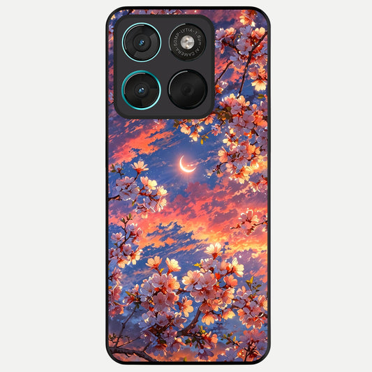  Celestial Sakura Sunset Glass Case For Moto G57 Power back cover – full design glossy printed glass finish