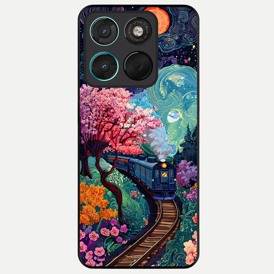  Celestial Train Journey Glass Case For Moto G57 Power back cover – full design glossy printed glass finish