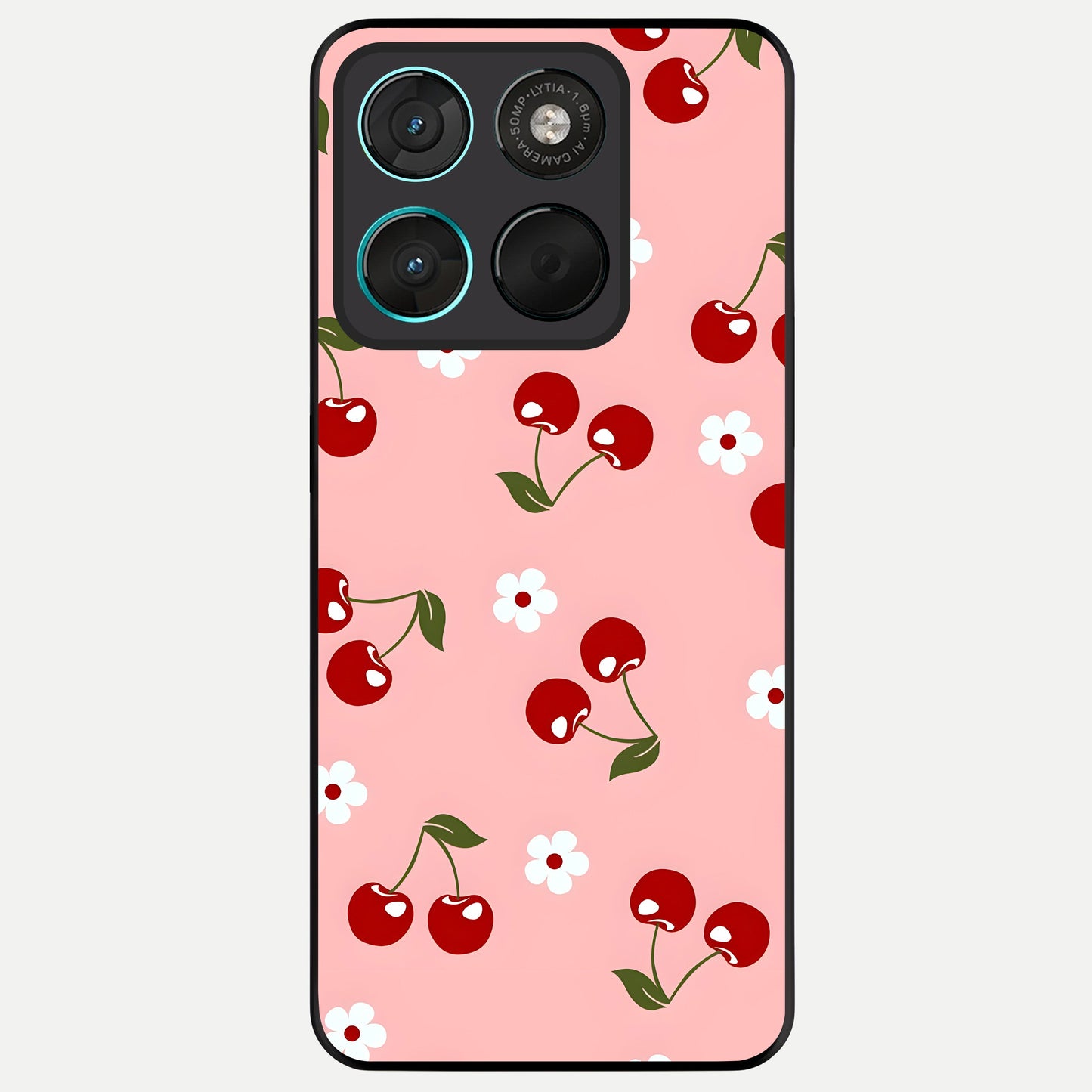  Cherry Love Mood Glass Case For Moto G57 Power back cover – full design glossy printed glass finish