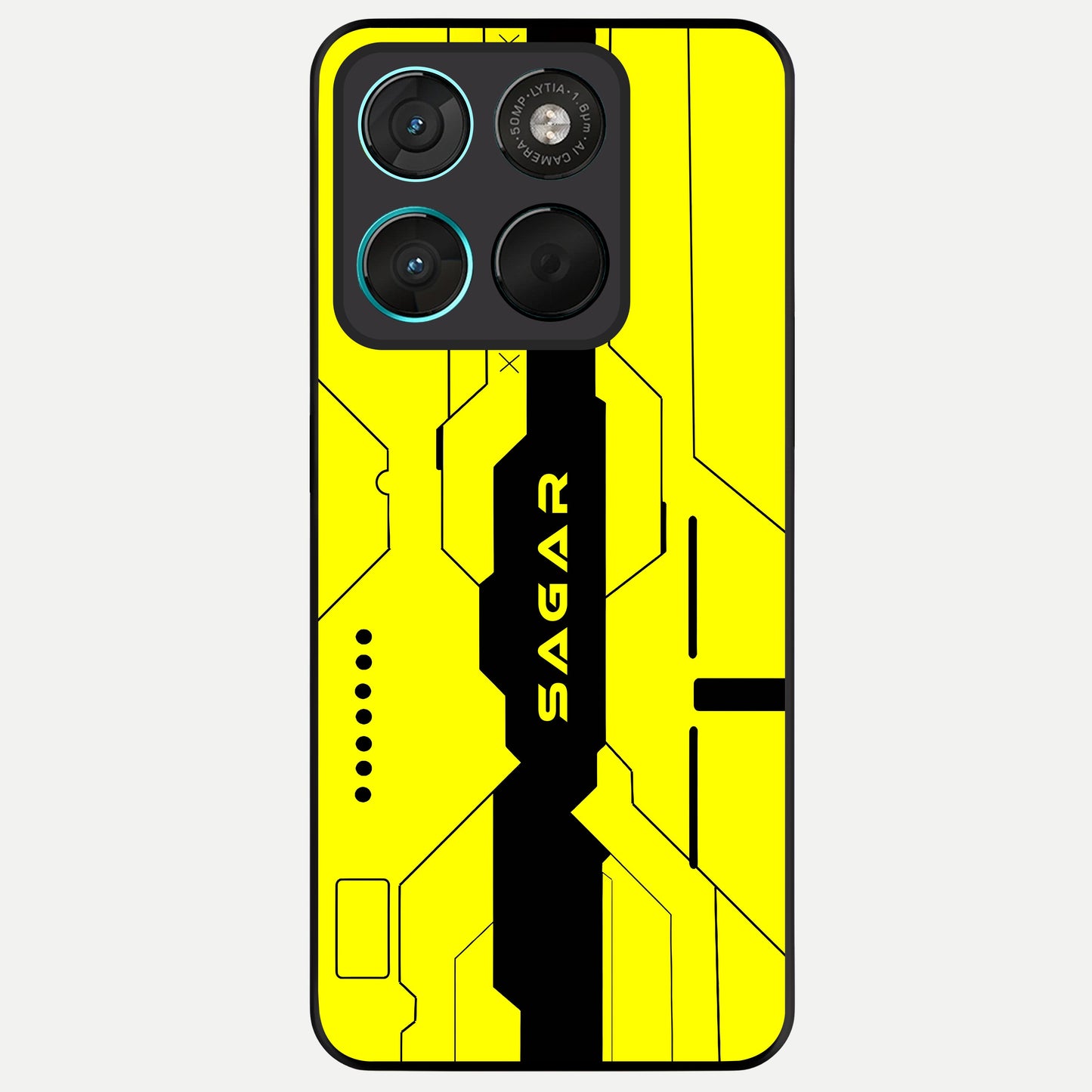  Circuit CYBERPUNK Custom Name Glass Case For Moto G57 Power back cover – full design glossy printed glass finish