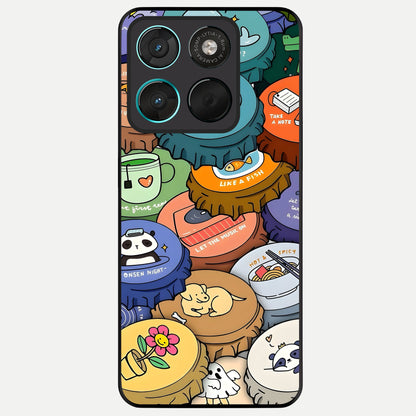  Coins Patterns Glass Case For Moto G57 Power back cover – full design glossy printed glass finish