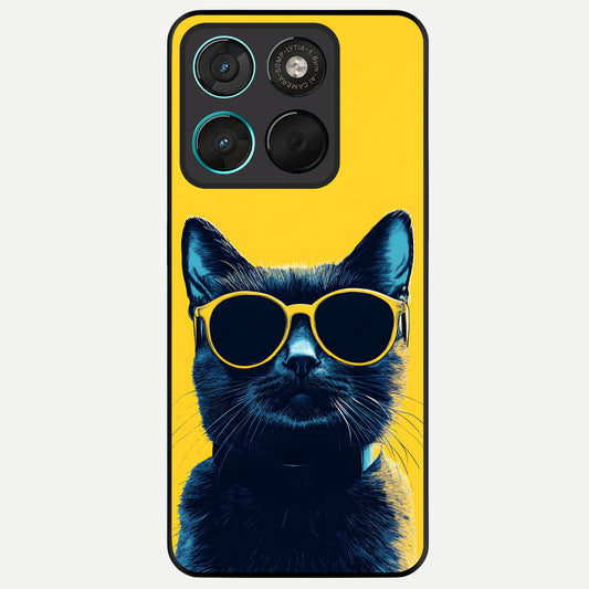  Cool Cat Vibes Glass Case For Moto G57 Power back cover – full design glossy printed glass finish