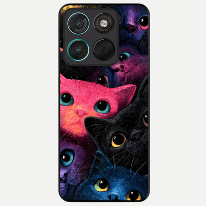  Cosmic Cats Dreams Glass Case For Moto G57 Power back cover – full design glossy printed glass finish