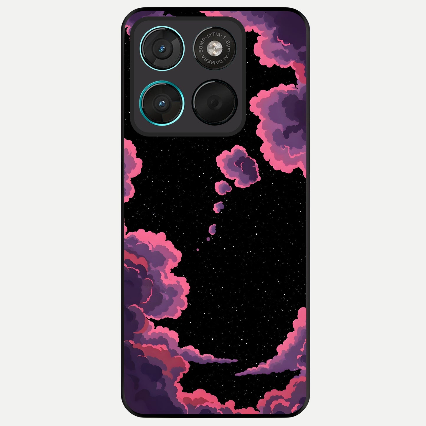  Cosmic Cloud Journey Glass Case For Moto G57 Power back cover – full design glossy printed glass finish