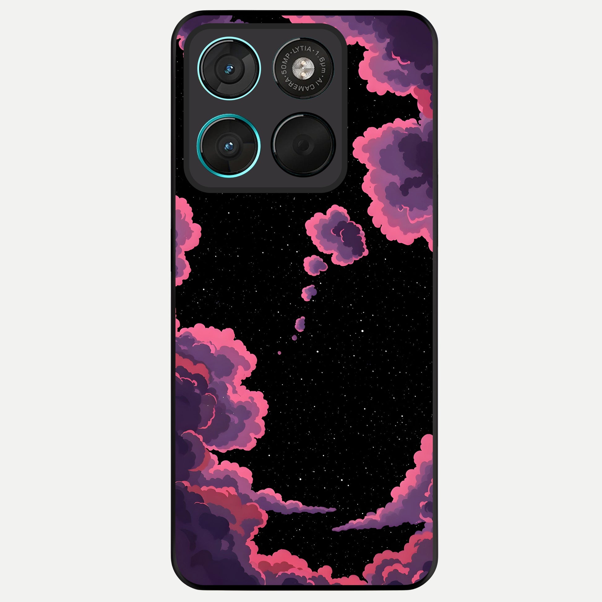  Cosmic Cloud Journey Glass Case For Moto G57 Power back cover – full design glossy printed glass finish