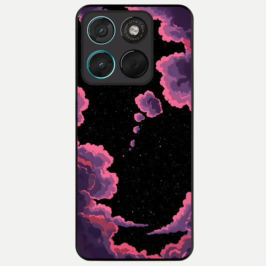  Cosmic Cloud Journey Glass Case For Moto G57 Power back cover – full design glossy printed glass finish
