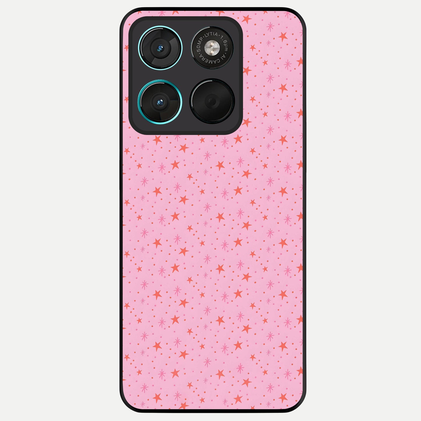  Cosmic Pink Sparkle Glass Case For Moto G57 Power back cover – full design glossy printed glass finish