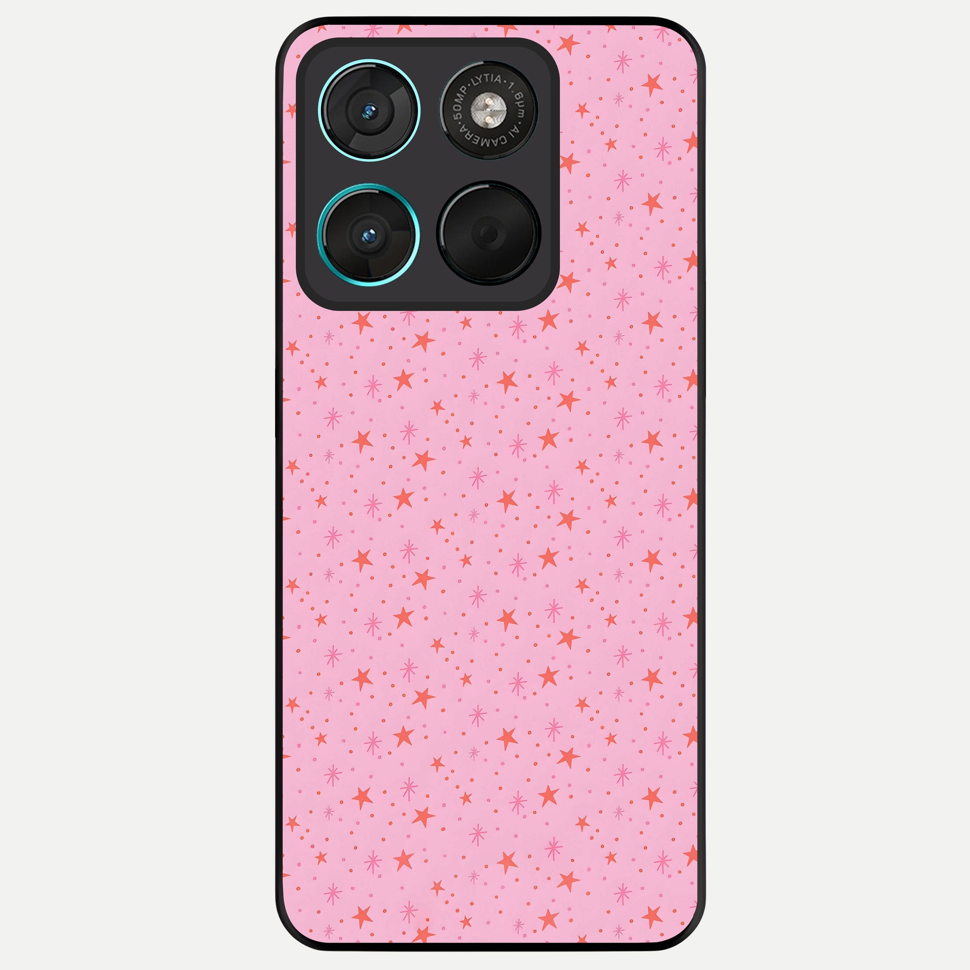  Cosmic Pink Sparkle Glass Case For Moto G57 Power back cover – full design glossy printed glass finish
