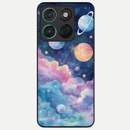  Cosmic Planet Dreams Glass Case For Moto G57 Power back cover – full design glossy printed glass finish