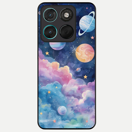 Cosmic Planet Dreams Glass Case For Moto G57 Power back cover – full design glossy printed glass finish