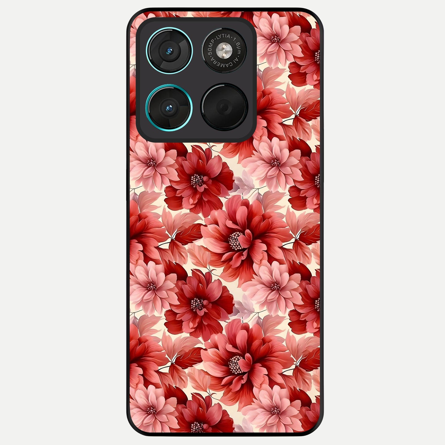  Crimson Love Petals Glass Case For Moto G57 Power back cover – full design glossy printed glass finish