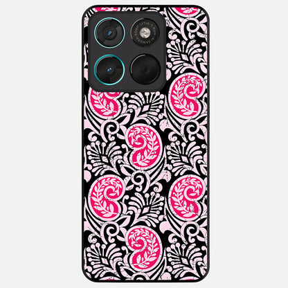  Crimson Paisley Charm Glass Case For Moto G57 Power back cover – full design glossy printed glass finish