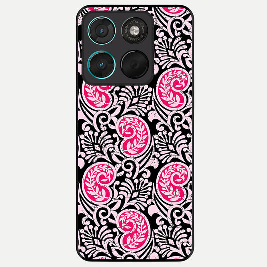  Crimson Paisley Charm Glass Case For Moto G57 Power back cover – full design glossy printed glass finish
