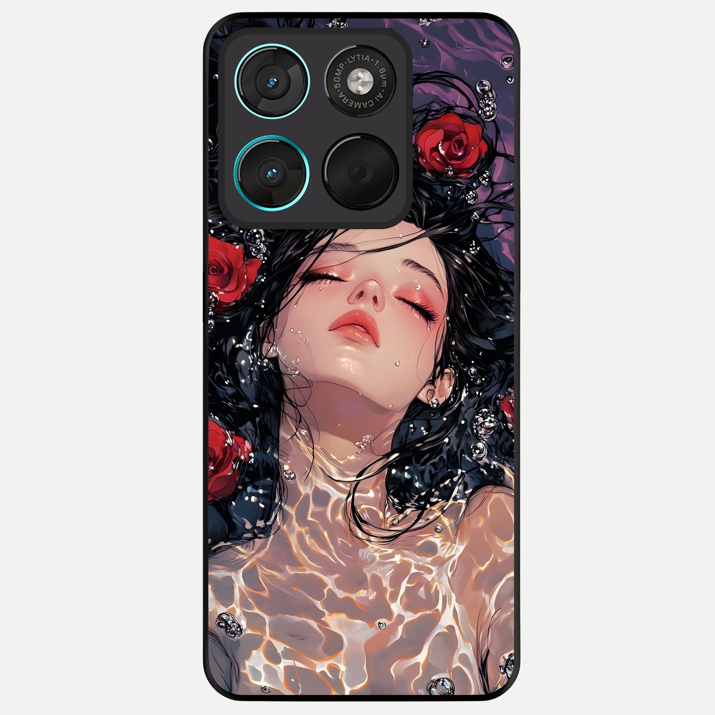  Crimson Rose Serenity Glass Case For Moto G57 Power back cover – full design glossy printed glass finish