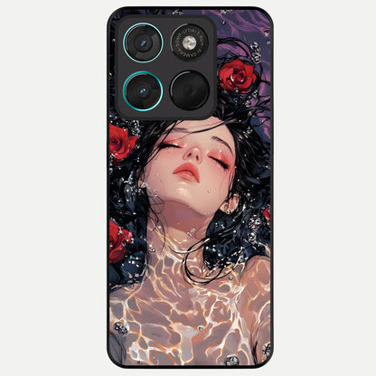  Crimson Rose Serenity Glass Case For Moto G57 Power back cover – full design glossy printed glass finish