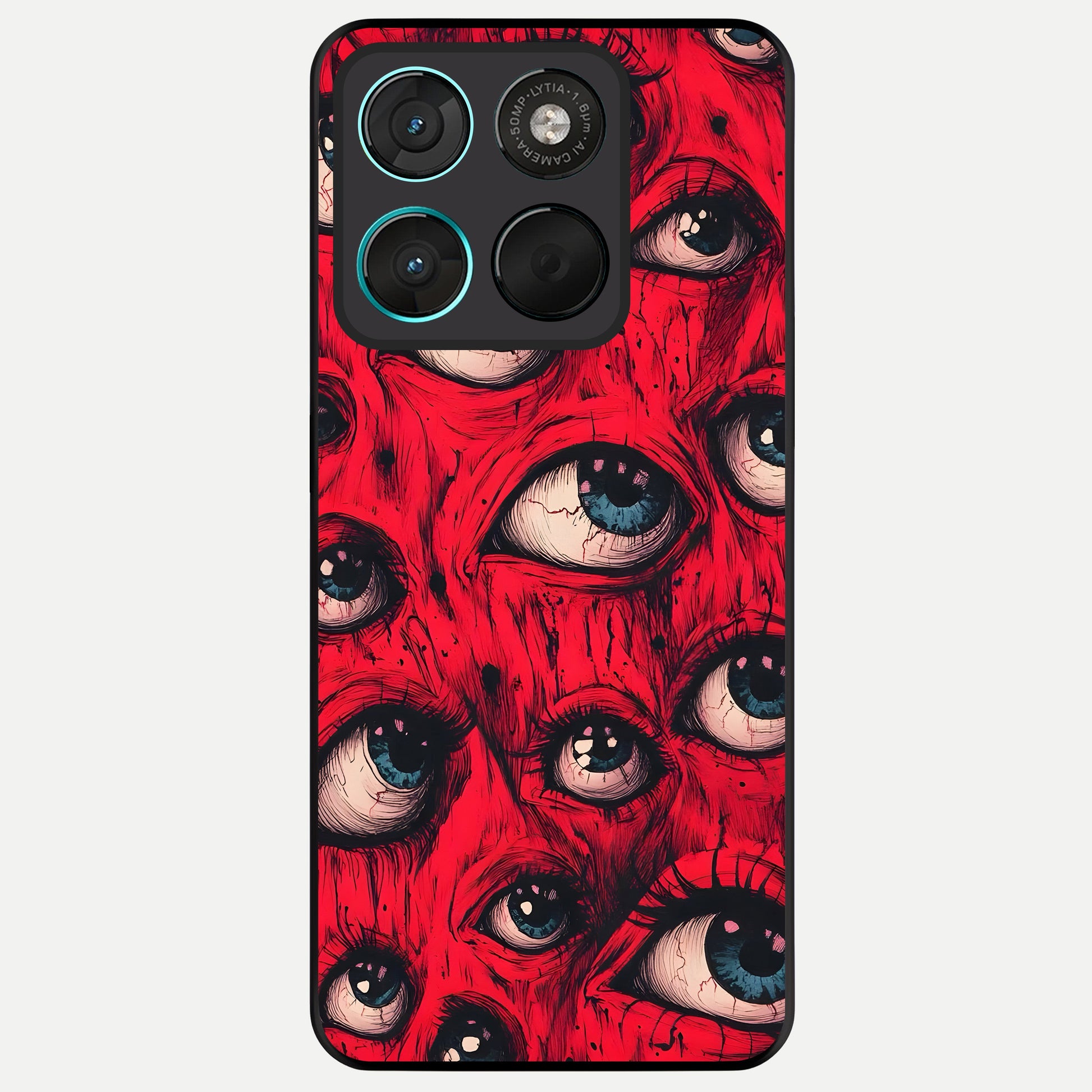  Crimson Watch Eyes Glass Case For Moto G57 Power back cover – full design glossy printed glass finish