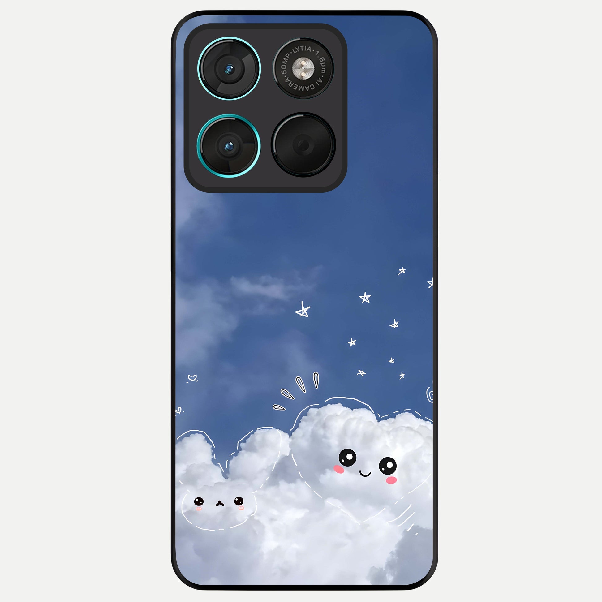  Cute Blossom Cloud Glass Case For Moto G57 Power back cover – full design glossy printed glass finish