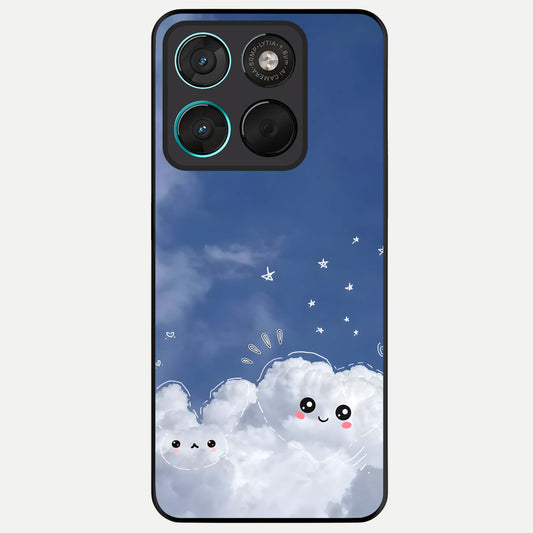  Cute Blossom Cloud Glass Case For Moto G57 Power back cover – full design glossy printed glass finish