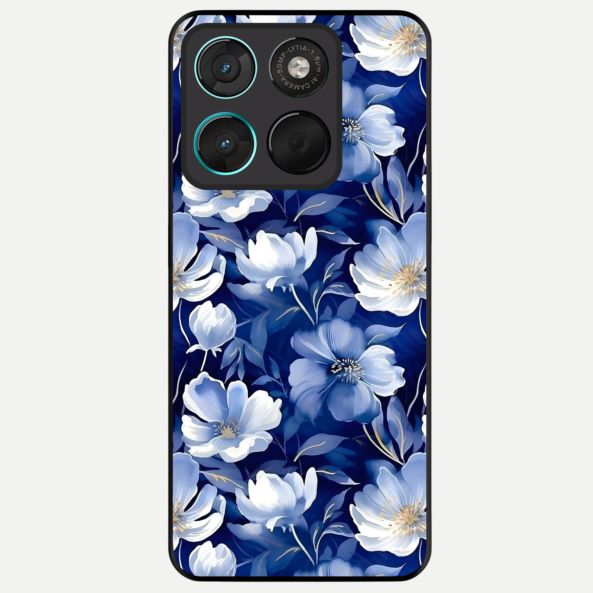  Cute Floral Patterns Glass Case For Moto G57 Power back cover – full design glossy printed glass finish