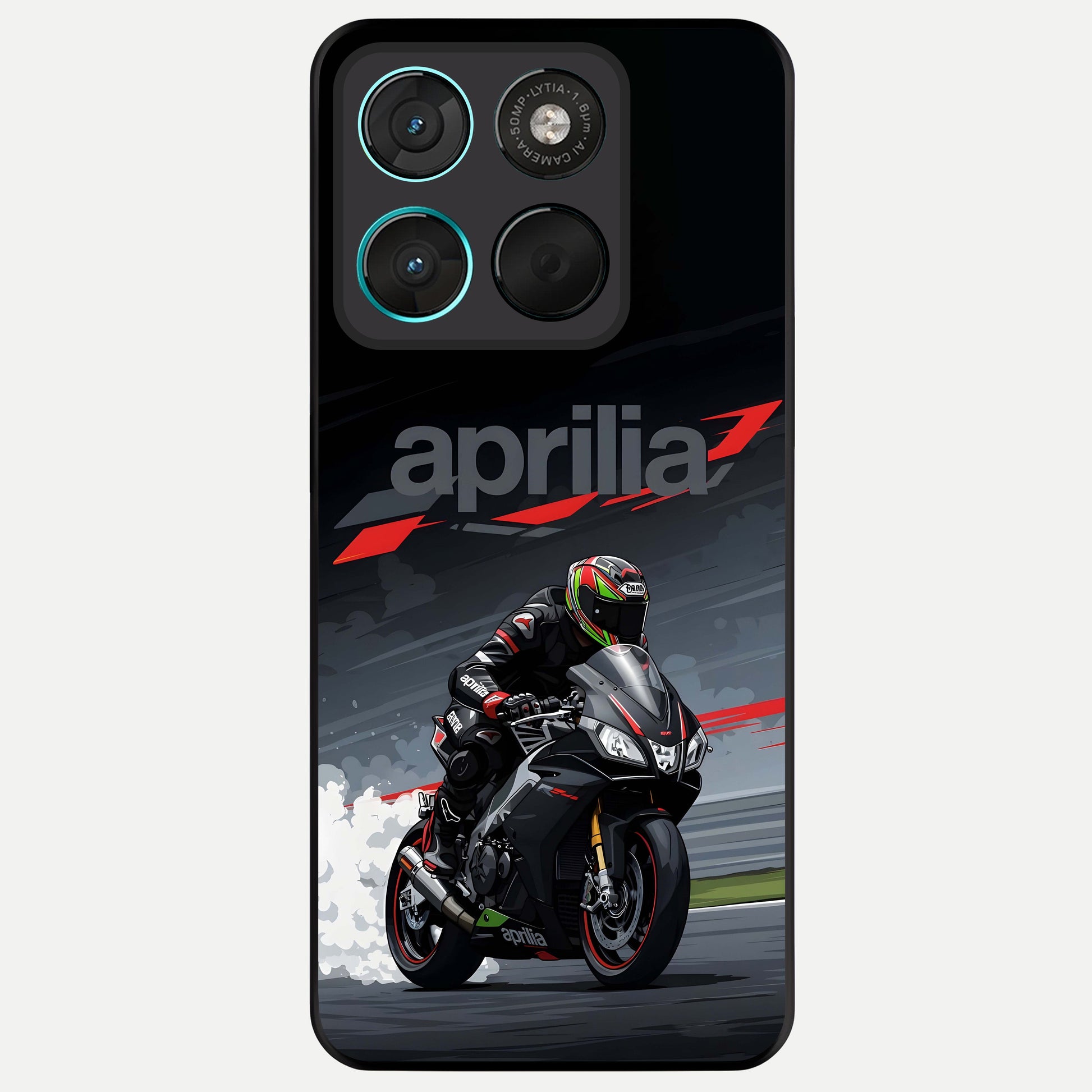  Dark Aprilla Glass Case For Moto G57 Power back cover – full design glossy printed glass finish