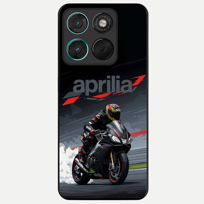  Dark Aprilla Glass Case For Moto G57 Power back cover – full design glossy printed glass finish