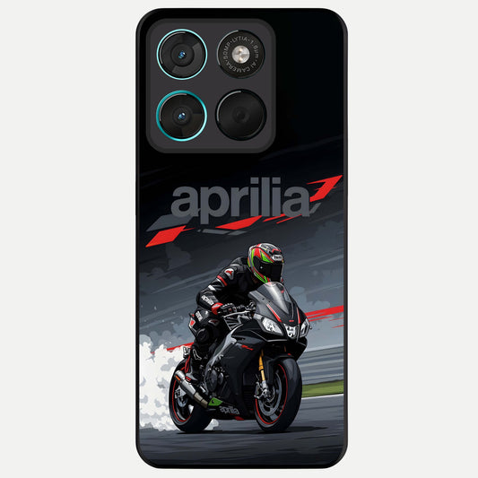  Dark Aprilla Glass Case For Moto G57 Power back cover – full design glossy printed glass finish
