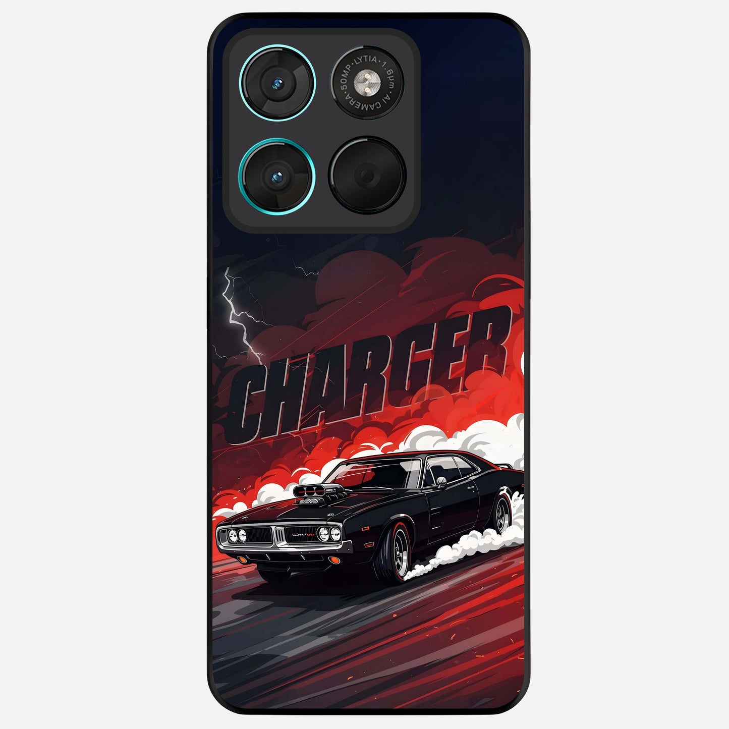  Dark Charger Fury Glass Case For Moto G57 Power back cover – full design glossy printed glass finish
