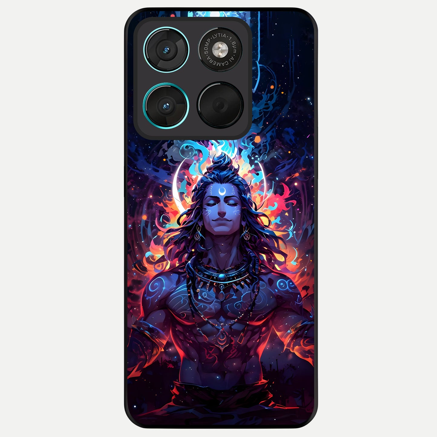  Divine Fire Shiv Glass Case For Moto G57 Power back cover – full design glossy printed glass finish