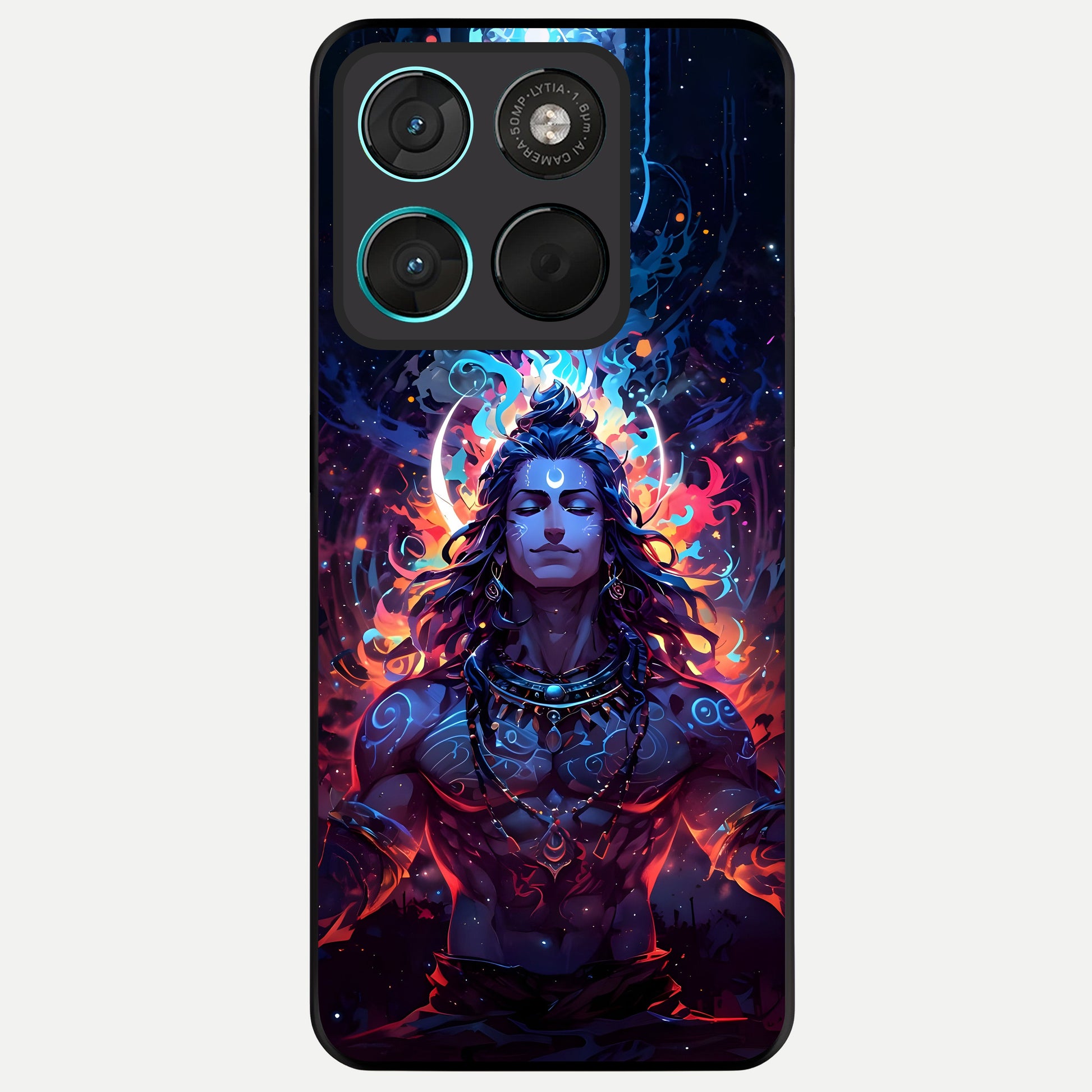  Divine Fire Shiv Glass Case For Moto G57 Power back cover – full design glossy printed glass finish