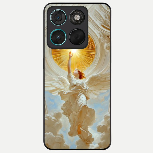  Divine Light Angel Glass Case For Moto G57 Power back cover – full design glossy printed glass finish