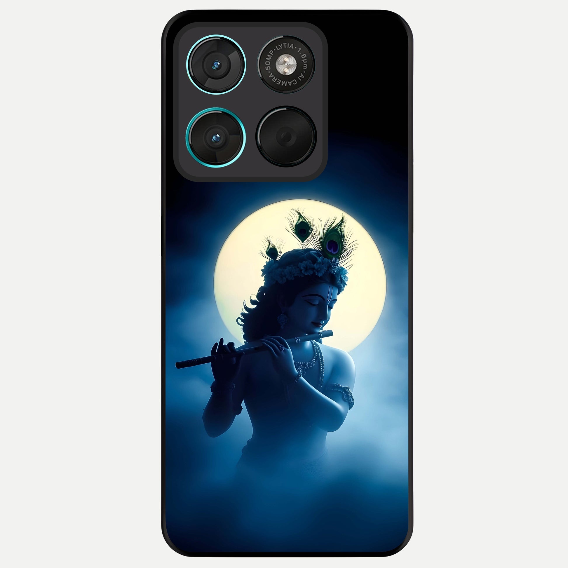  Divine Moon Flute Glass Case For Moto G57 Power back cover – full design glossy printed glass finish