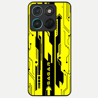  Electric Pulse CYBERPUNK Custom Name Glass Case For Moto G57 Power back cover – full design glossy printed glass finish