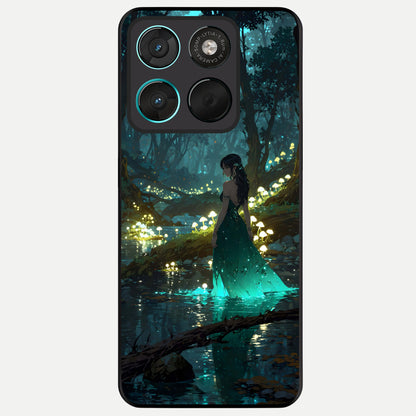  Enchanted Forest Glow Glass Case For Moto G57 Power back cover – full design glossy printed glass finish
