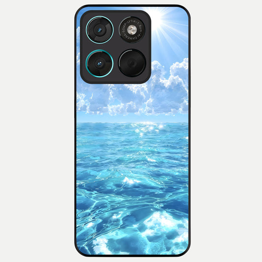  Endless Ocean Horizon Glass Case For Moto G57 Power back cover – full design glossy printed glass finish