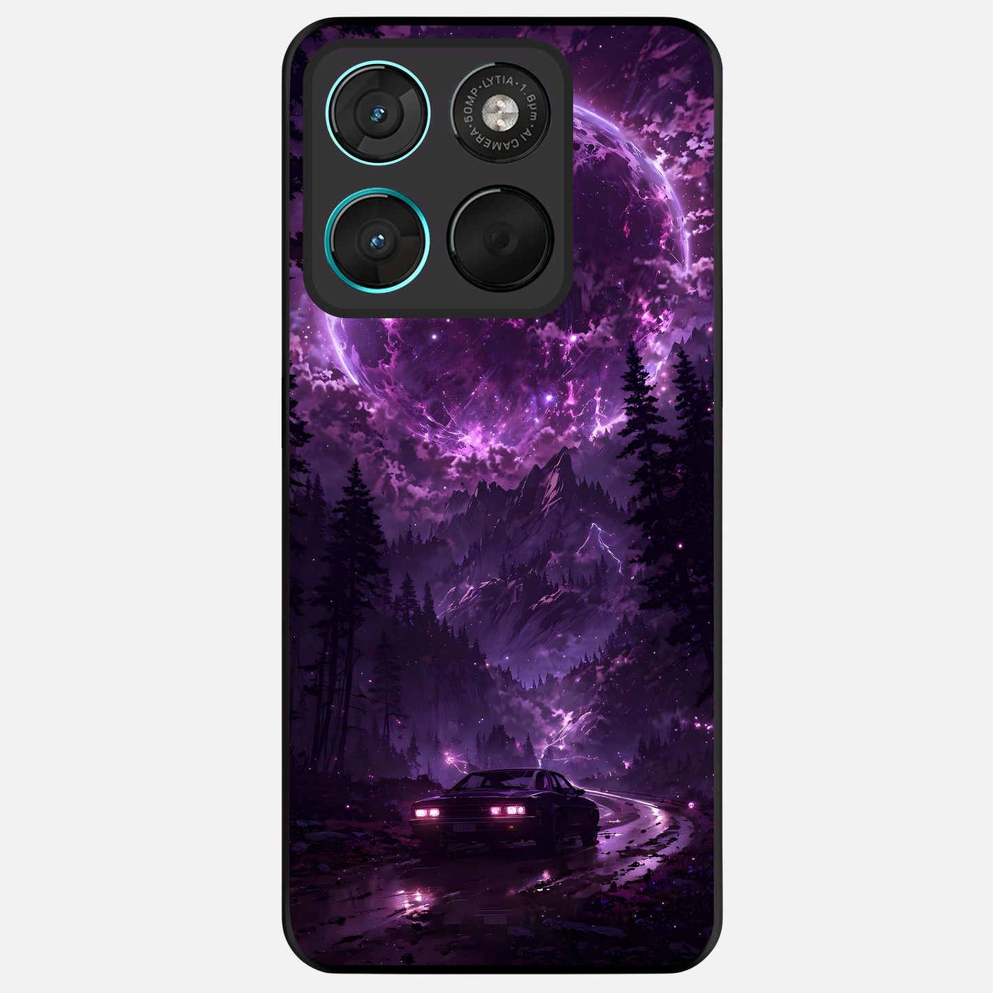  Eternal Cosmic Drive Glass Case For Moto G57 Power back cover – full design glossy printed glass finish