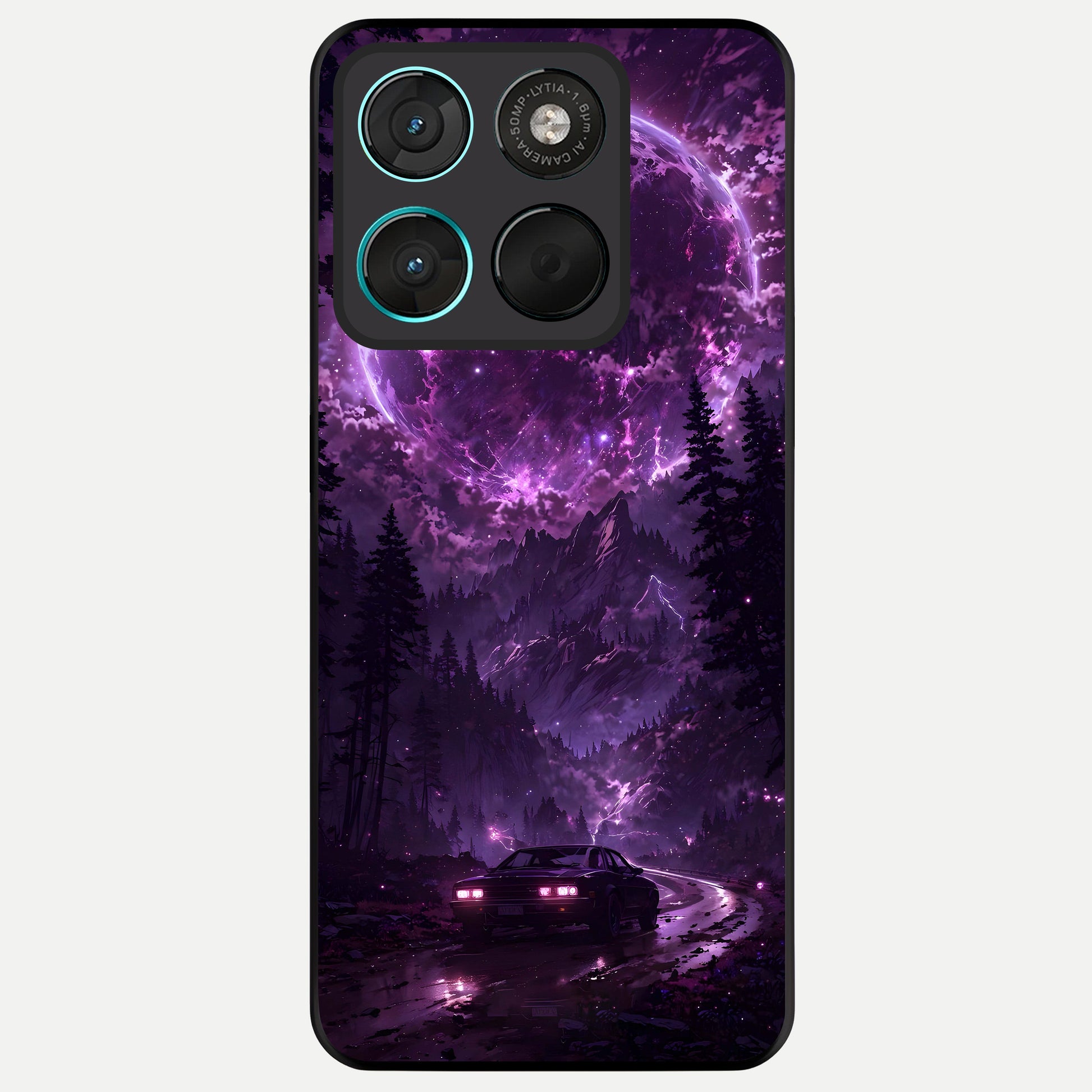  Eternal Cosmic Drive Glass Case For Moto G57 Power back cover – full design glossy printed glass finish