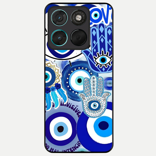 Evil Eyes Dream Glass Case For Moto G57 Power back cover – full design glossy printed glass finish